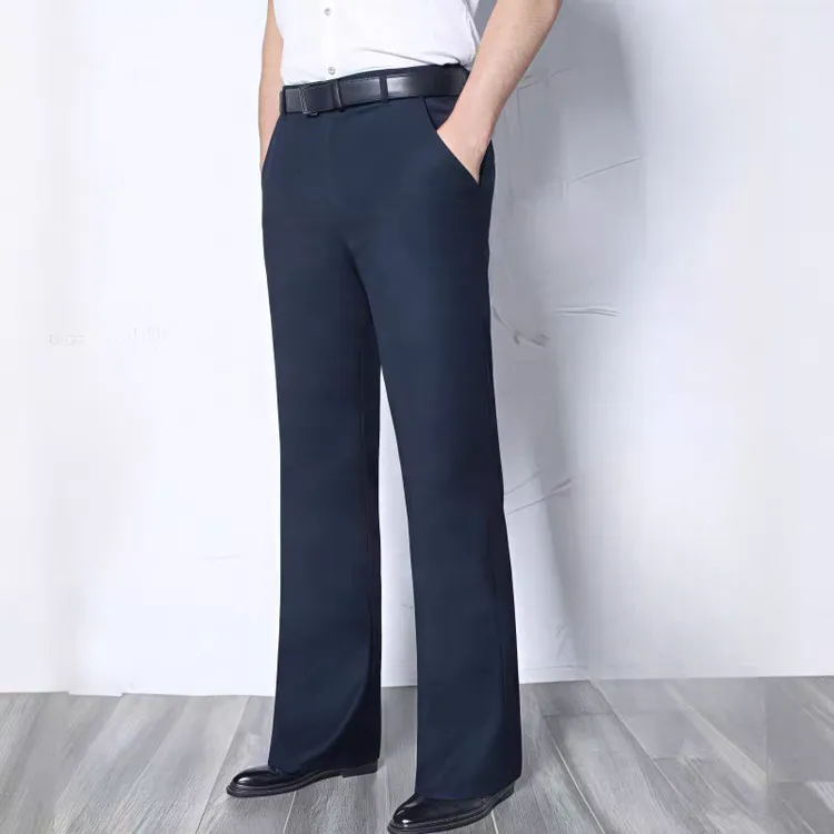 垂感免烫直筒大脚西裤宽松阔腿长裤加绒加厚秋冬季中腰裤男喇叭裤