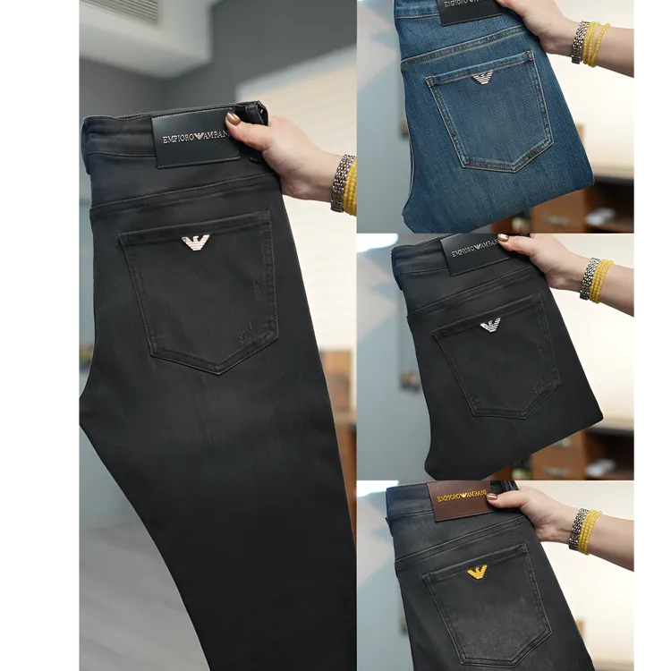 秋冬款多色小鸟钢标潮流高端男士轻奢修身小直筒男士牛仔裤新款