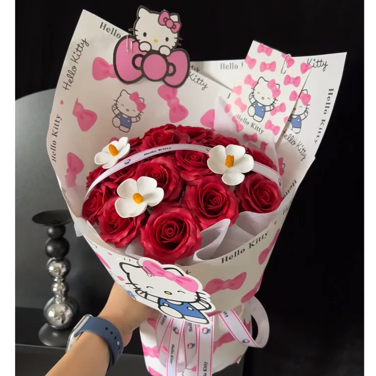 【Kitty花束】KT永生手捧花束DIY材料包见面礼七夕礼物送闺蜜女友