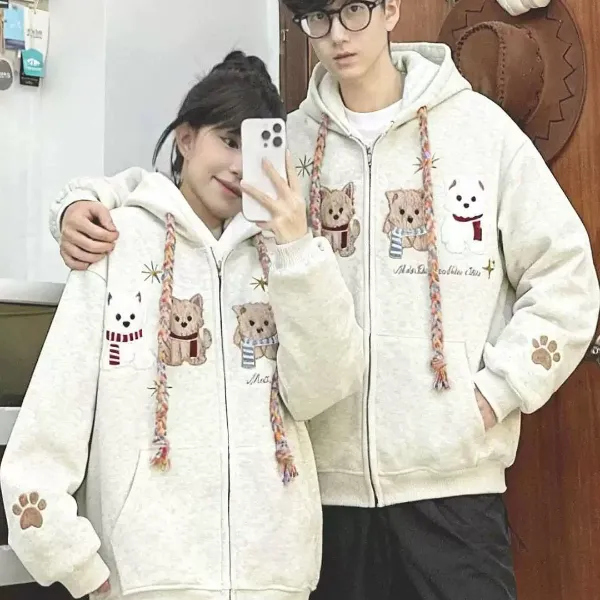 情侣装卫衣外套男女开衫拉链2025新款韩版宽松潮牌高级感连帽卫衣