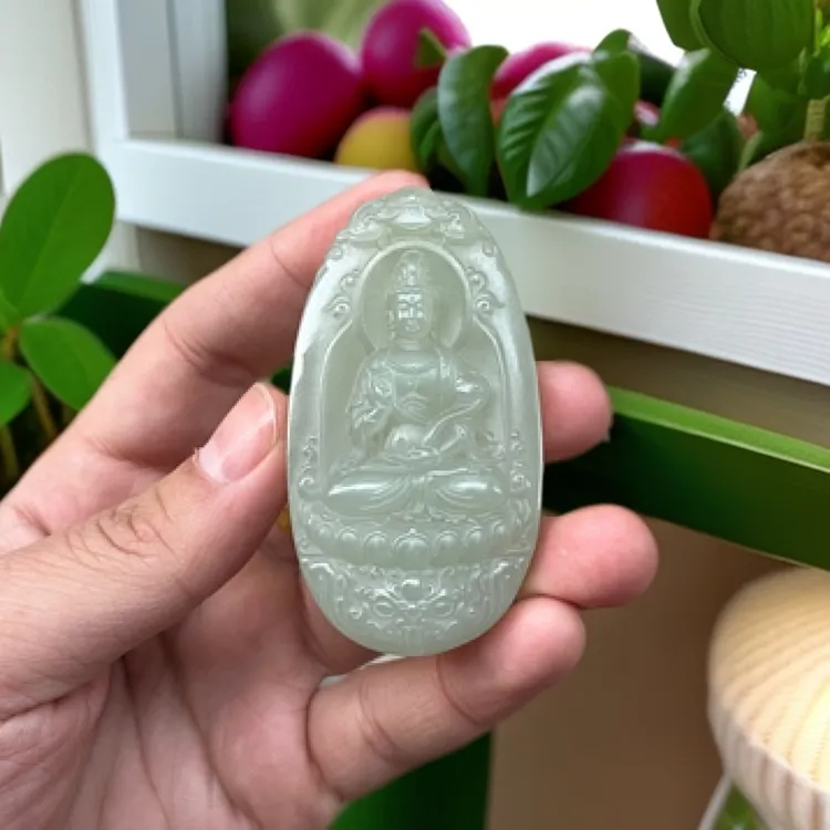 和田玉青海料晴水观音