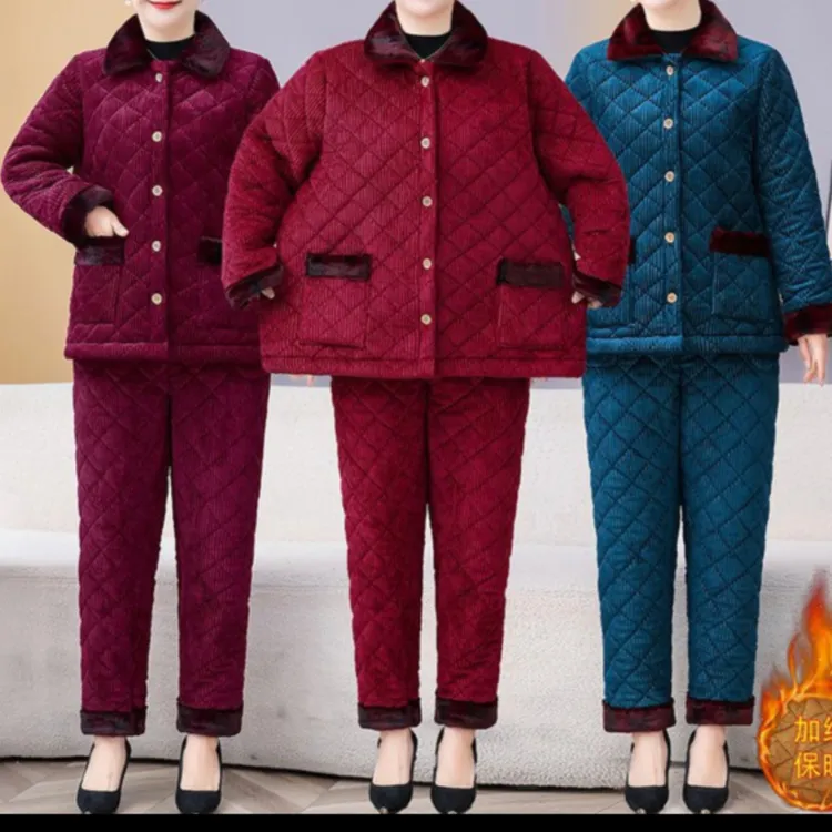 大码妈妈装-睡衣套装加肥家居服棉袄气质时尚休闲