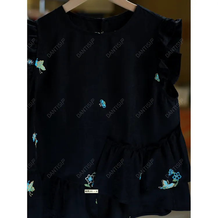 蝶絮醉<<非遗美学>>1969夏季洋气圆领不规则减龄上衣