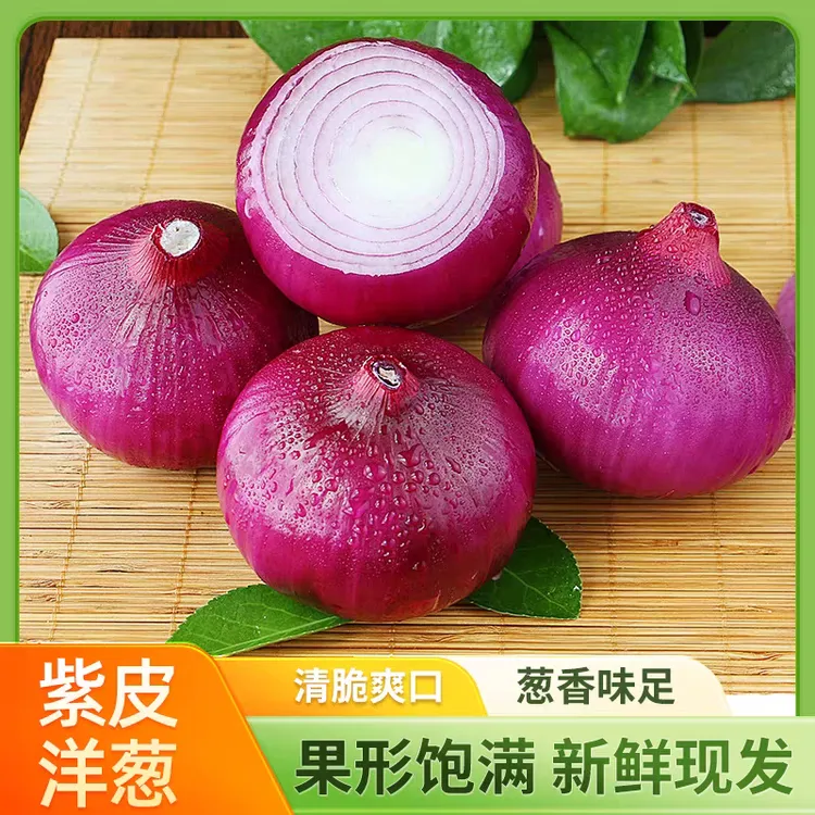 新鲜紫皮洋葱5斤产地直发脆甜多汁可生吃当季大蒜蔬菜