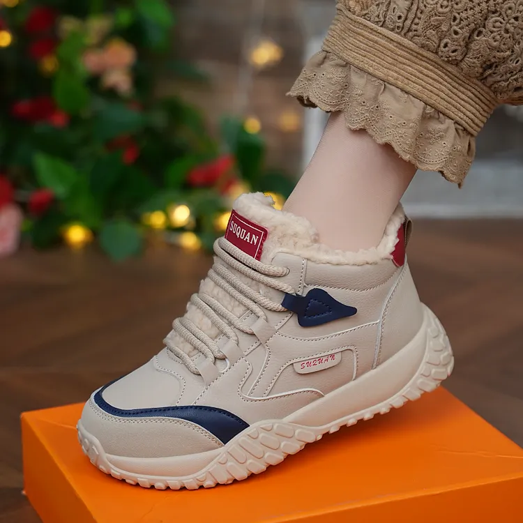 2025冬季保暖加绒女鞋冬天加棉休闲防滑女鞋冬鞋短靴加厚新款棉鞋