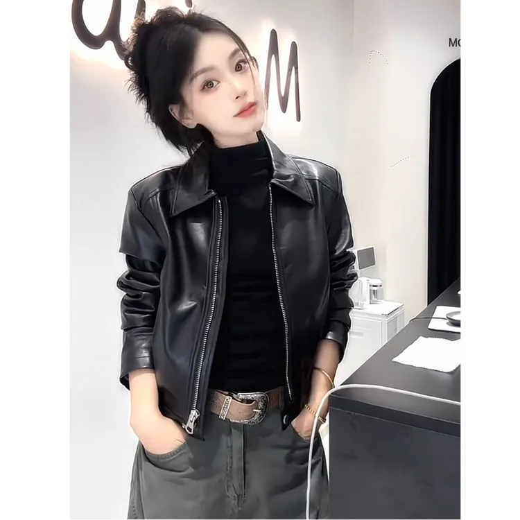 2025秋冬季新款翻领时髦洋气高级感长袖短外套女小众修身显瘦上衣