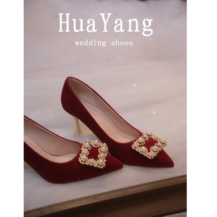 【花漾】婚鞋细跟红色结婚女2025新款高跟婚鞋秀禾婚鞋女推荐不累脚