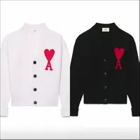 未使用 AMIPARIS  大爱心红标 羊毛 落肩V领开衫毛衣 男女同款 