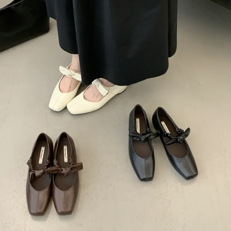 SGL-9336-7法式小香风蝴蝶结玛丽珍鞋女内增高方头单鞋百搭配裙子