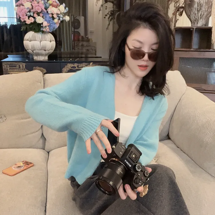 【悦悦专属】早秋温柔风糖果色百搭针织开衫Y1092