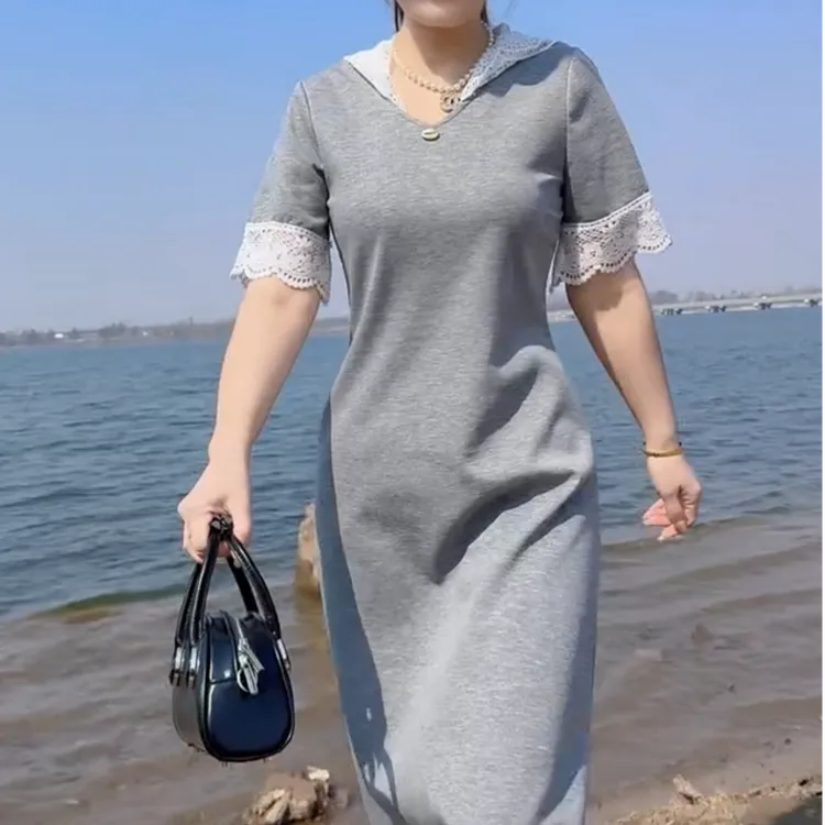 夏季连帽连衣裙减龄宽松遮肚收腰显瘦裙子