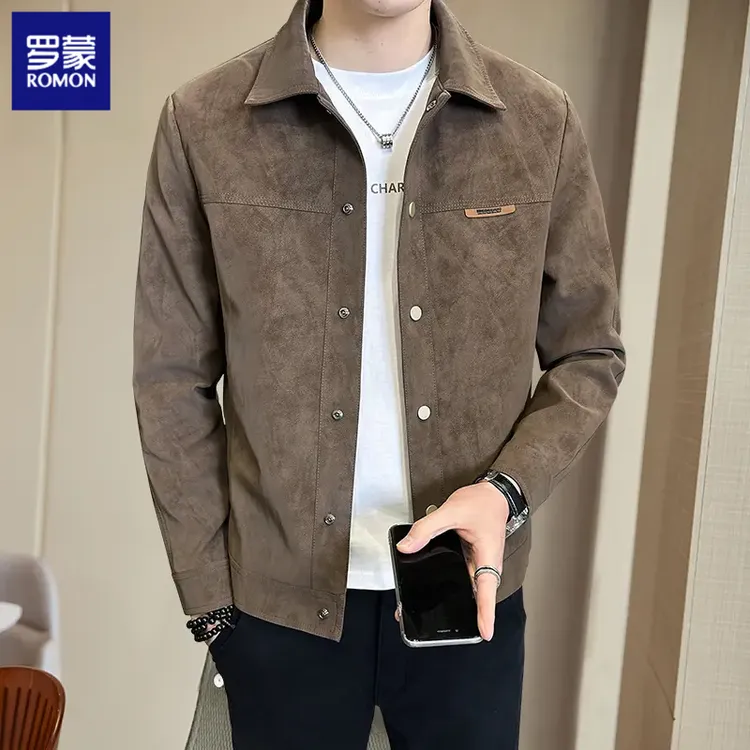 罗蒙黑色简约休闲百搭高质量夹克外套2025新款春秋时尚翻领大气男