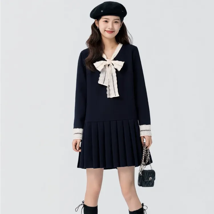 奢姿【甜蜜限定】大码女装2025冬季蕾丝连衣裙胖妹妹气质减龄长裙