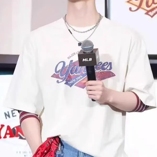 SLND 明星同款短袖夏季新款情侣白t宽松休闲时尚百搭男女上衣短袖