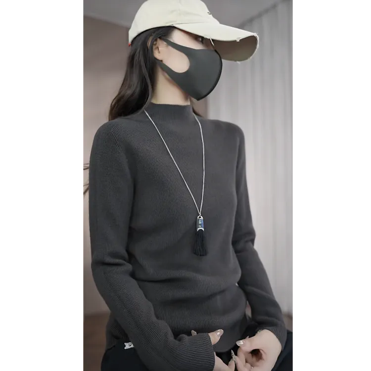 硕哥【高支数~无缝一体】毛针织衫半高领打底衫上衣 23925