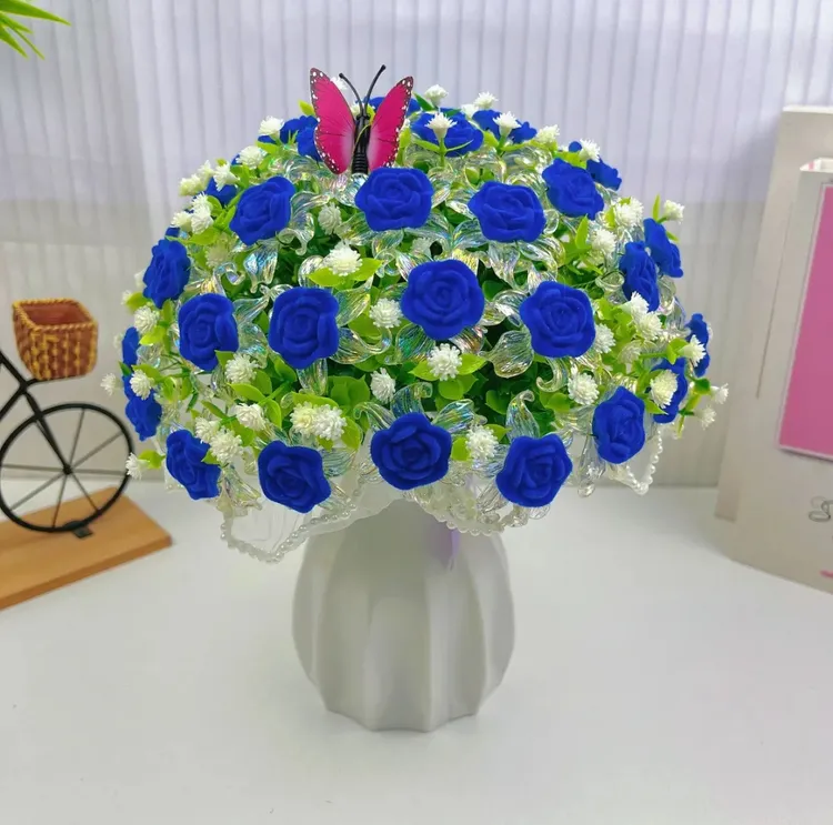 拍2单送剪刀【送花瓶 】33朵星辰大玫瑰花材料包 手工diy摆件