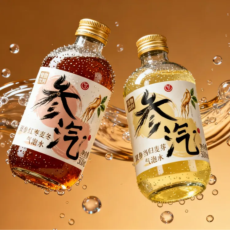 参汽植物汽泡水 双参红枣/当归 低糖轻负担 玻璃瓶中式西式饮品