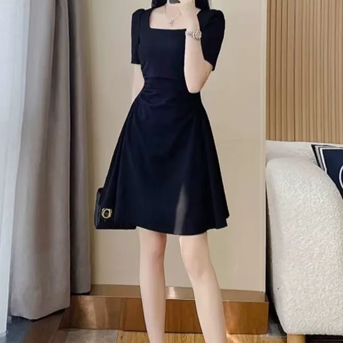 【米大方•自制】气质方领泡泡袖连衣裙-0206-XX.