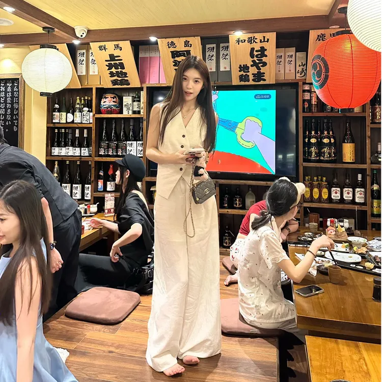 显瘦韩版时尚套装无袖马甲背心上衣女装夏季休闲阔腿裤子两件套装