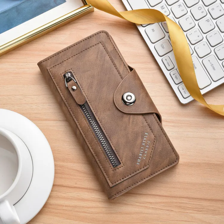 新款男士长款钱包拉链大容量pu复古超薄手拿包扩容男款时尚手拿包商品图