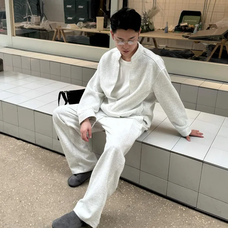 GP2 2025aw假两件层次感立领休闲卫衣秋季男女宽松松弛感卫裤套装