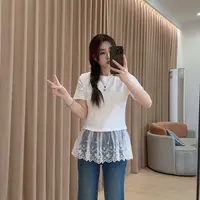 奈奈妮【窈窕淑女】拼接2025短袖T恤芭蕾风洋气辣妹上衣6030
