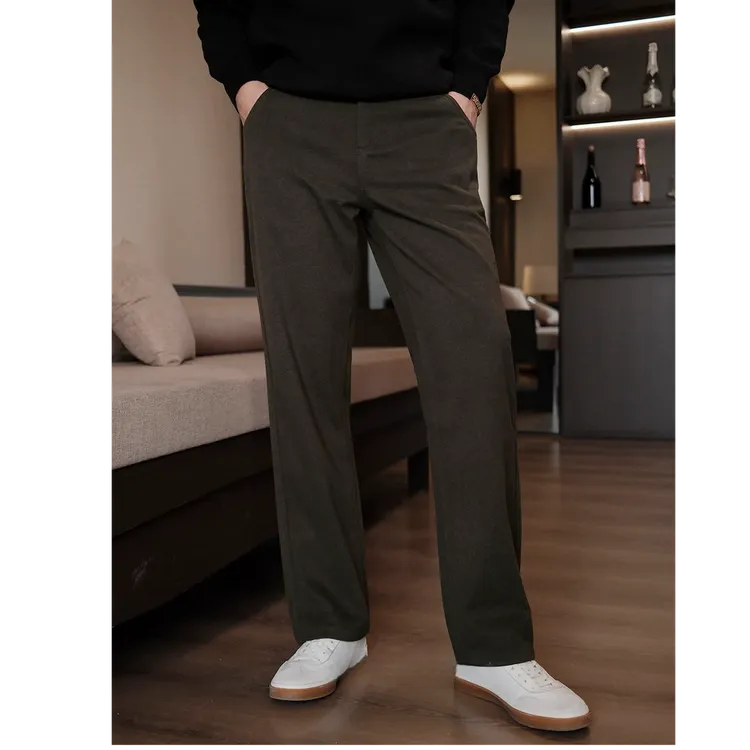 【静奢垂感直筒裤】冬季厚款轻奢老钱半松紧毛呢时尚宽松商务休闲裤