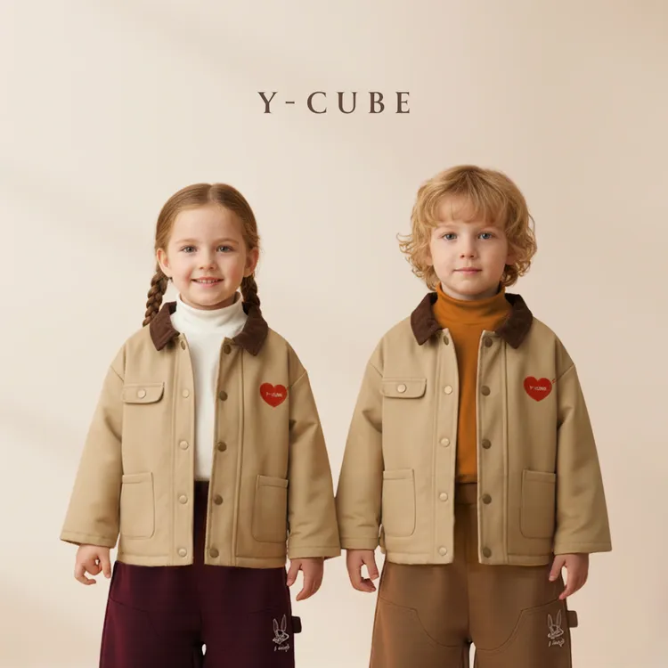 Y-CUBE「甜心摩卡」儿童工装夹棉外套