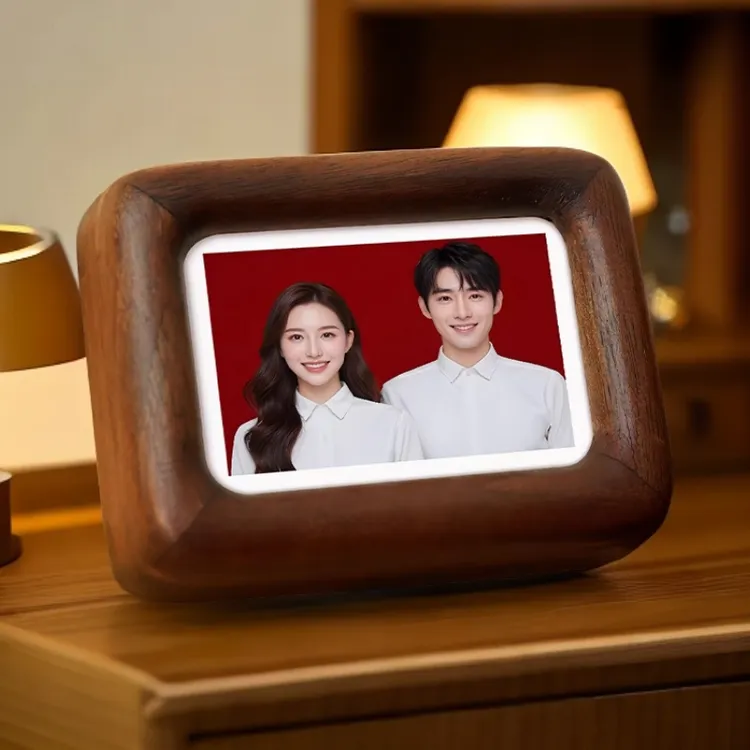 胡桃木3寸拍立得相框摆台高级感照片小摆件结婚证迷你小卡展示架
