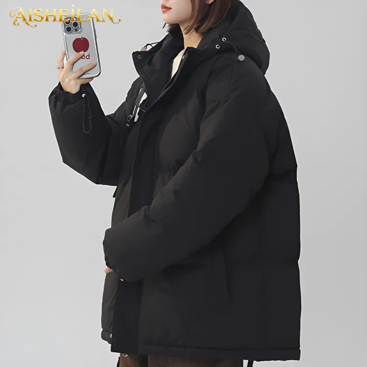 AISHEILAN男士加厚连帽棉衣2024年冬季时尚潮流情侣面包棉服外套.