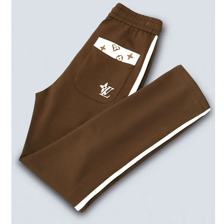 玛加西曼特秋冬款潮牌休闲卫裤质感条纹拼接时尚修身直筒裤男士