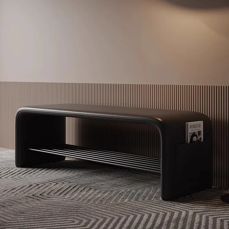 轻奢换鞋凳家用门口入户穿鞋凳鞋柜一体可坐式高级软包长条床尾凳