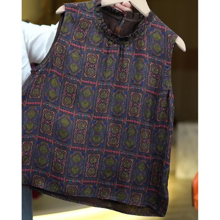 青绘《非遗美学》1349新中式复古立领修身显瘦无袖上衣