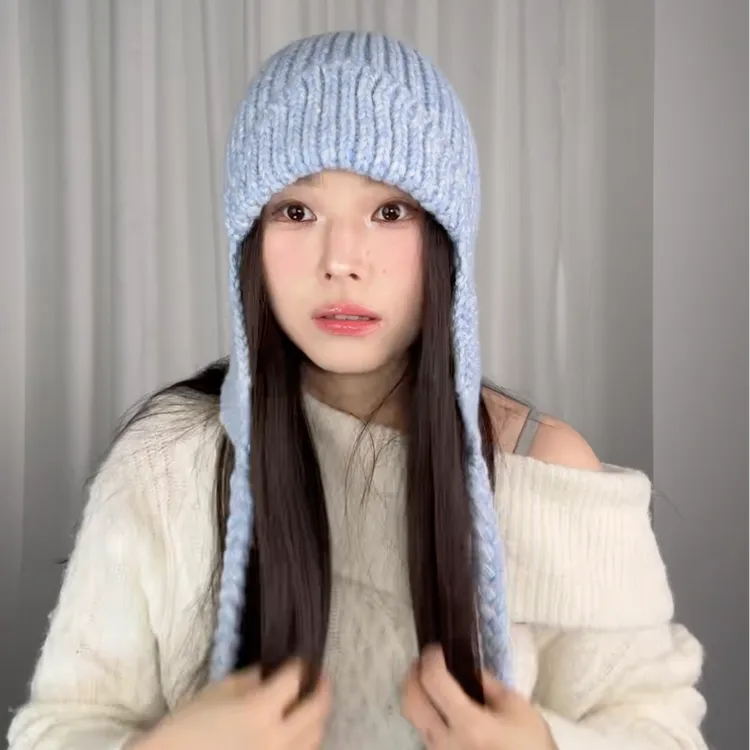 韩系冬款帽子女冬季圆顶针织帽套头帽网红雷锋帽马卡龙色系