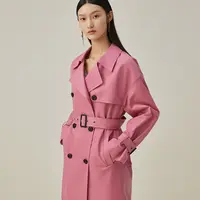 【丽公主】纯色通勤风衣女气质翻驳领收腰显瘦外套431396-96613