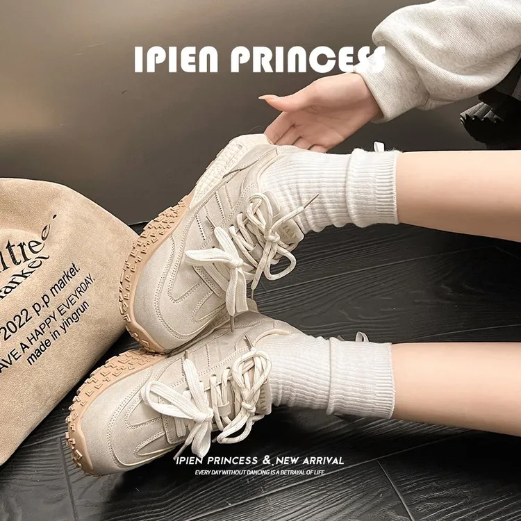 厚底阿甘鞋百搭运动鞋增高芭蕾休闲鞋2025春秋季新款复古德训鞋女