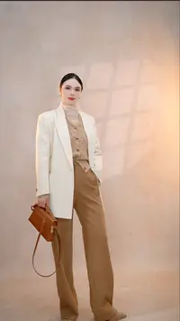 时尚冬款轻职风长款直筒高腰休闲宽松加厚垂感阔腿裤秋冬