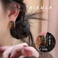 秋冬豹纹C圈耳环2025新款爆款高级感耳钉女轻奢小众时尚气质耳饰