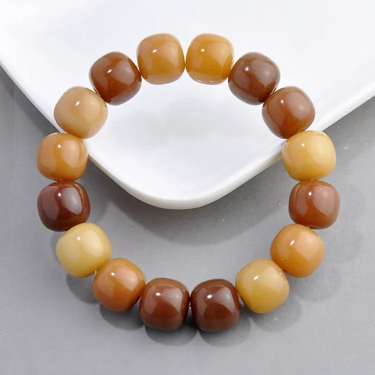 【精品】卡11风化老料原生态白玉菩提根盘玩绕指柔佛珠学生菩提手串