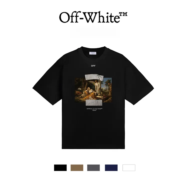 OFF-WHITESS26 新款美式油画系列轻奢潮高级短袖T恤 男女同款