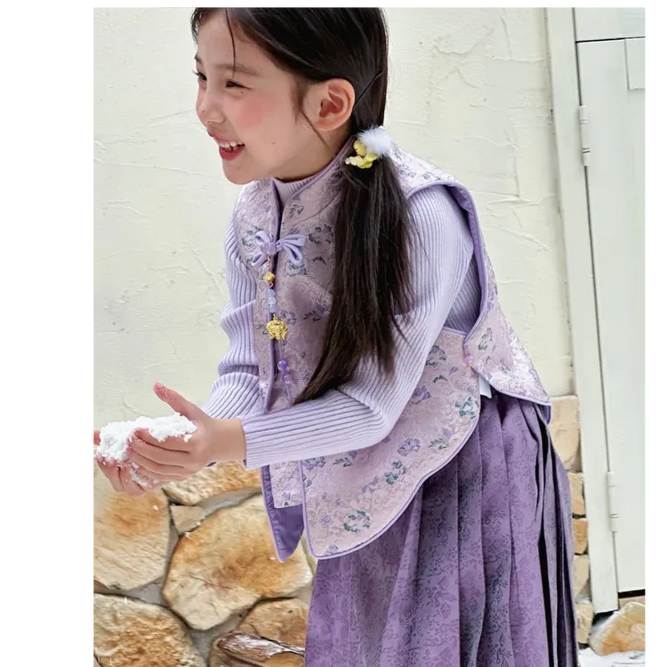 女童新中式拜年服女宝过年国风改良复古旗袍马面裙儿童公主裙童装