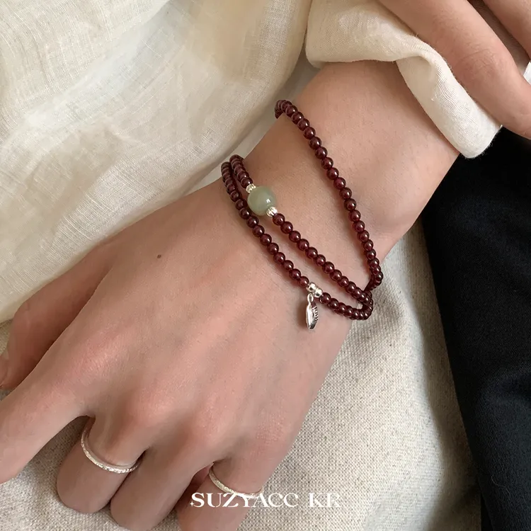 Suzyacc Kr 链子925银 925银福字手链气质百搭复古手工小众DC0298