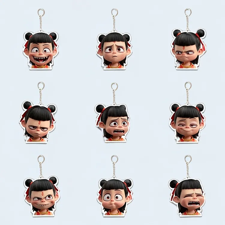 哪吒钥匙扣4mm加厚版书包挂件亚克力电影可爱趣味表情装饰挂件