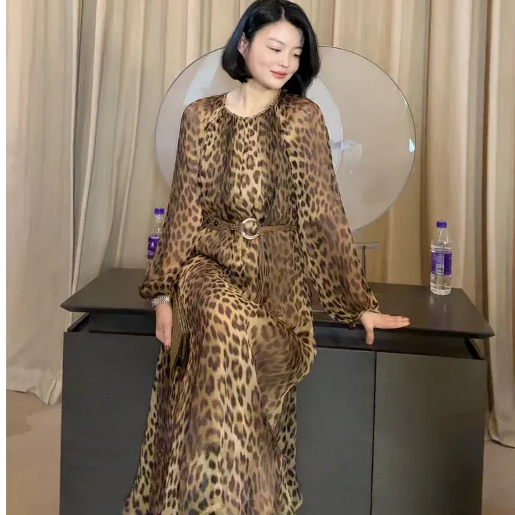 TANTAN 百搭显瘦气质轻奢豹纹连衣裙XD 2460