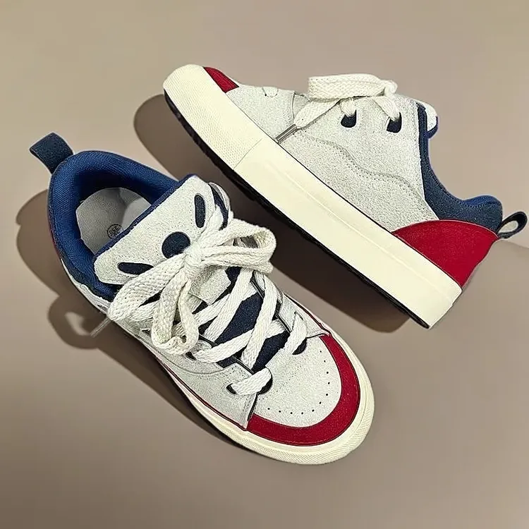 【真皮男女同款】夏季男女情侣款板鞋小众鞋子港风厚底日系情侣鞋