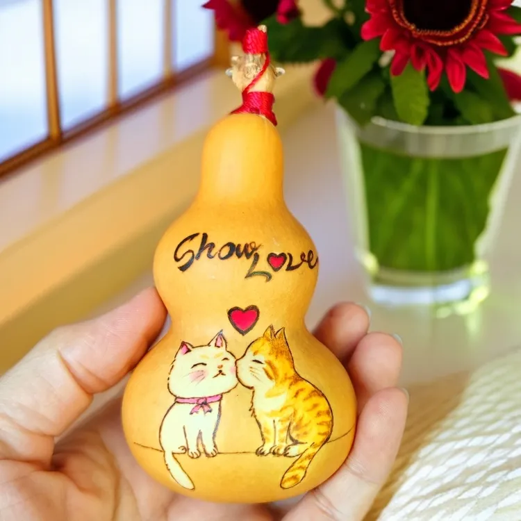 招财进宝天然葫芦烙画葫芦福禄结缘