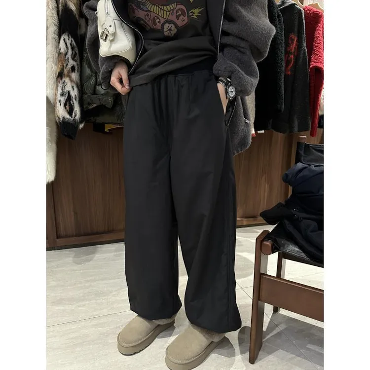 全松紧腰阔腿轻暖加棉裤  J25KZ795