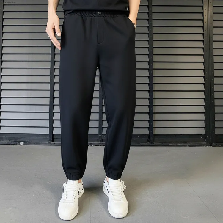 加肥加大码男装胖子宽松休闲百搭束脚长裤秋冬季加厚加绒运动卫裤