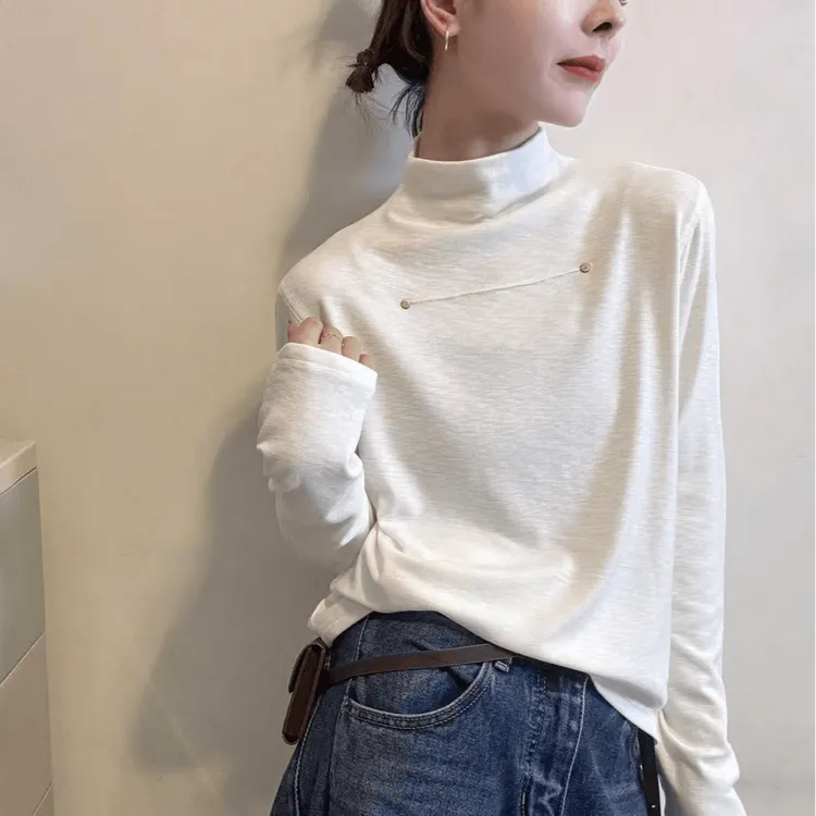 半高领加绒打底衫2025爆款减龄显瘦百搭秋冬内搭新款t恤欧货上衣