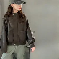 【Maila童装】女童美拉德咖色皮衣外套春秋韩系儿童设计感夹克外套